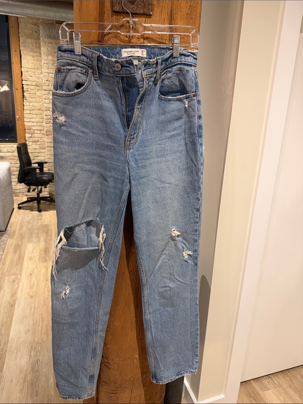 Abercrombie & Fitch Distressed Light Wash Boyfriend Jeans